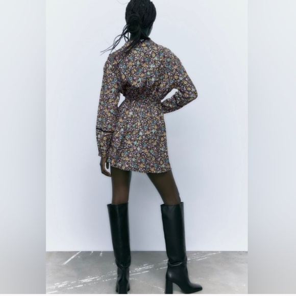 101 NWOT ZARA FLORAL BUTTON SHIRT DRESS - Picture 3 of 5